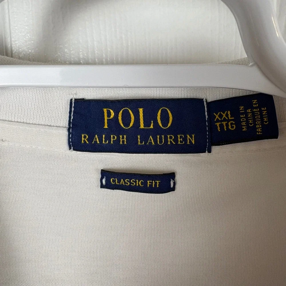 Polo Ralph Lauren Polo Shirt Men's XXL White Red Striped USA Americana Sporty